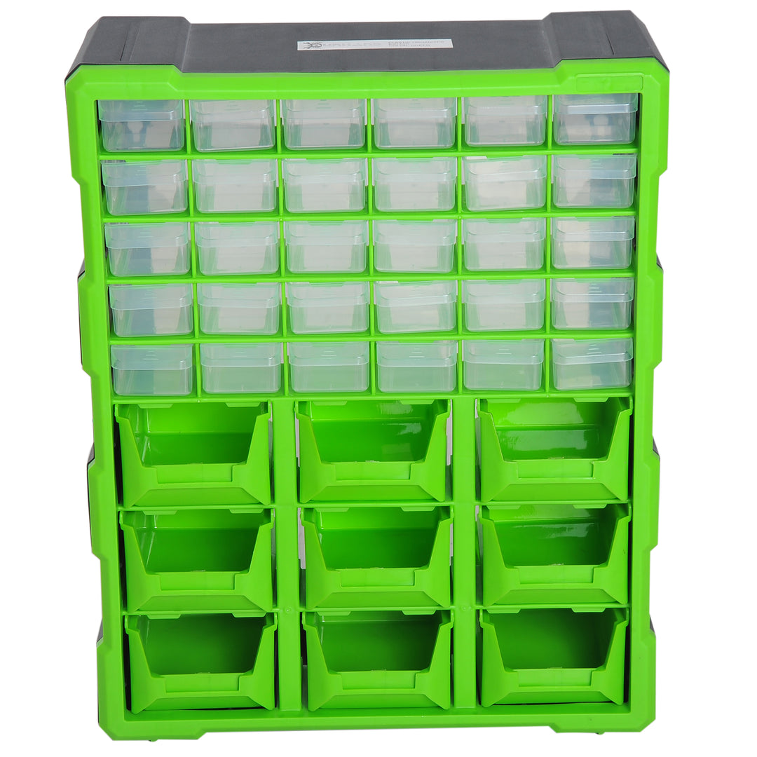 Plastic 39 Drawer Parts Organiser Wall Mount Storage Cabinet Garage Small Nuts Bolts Tool Clear