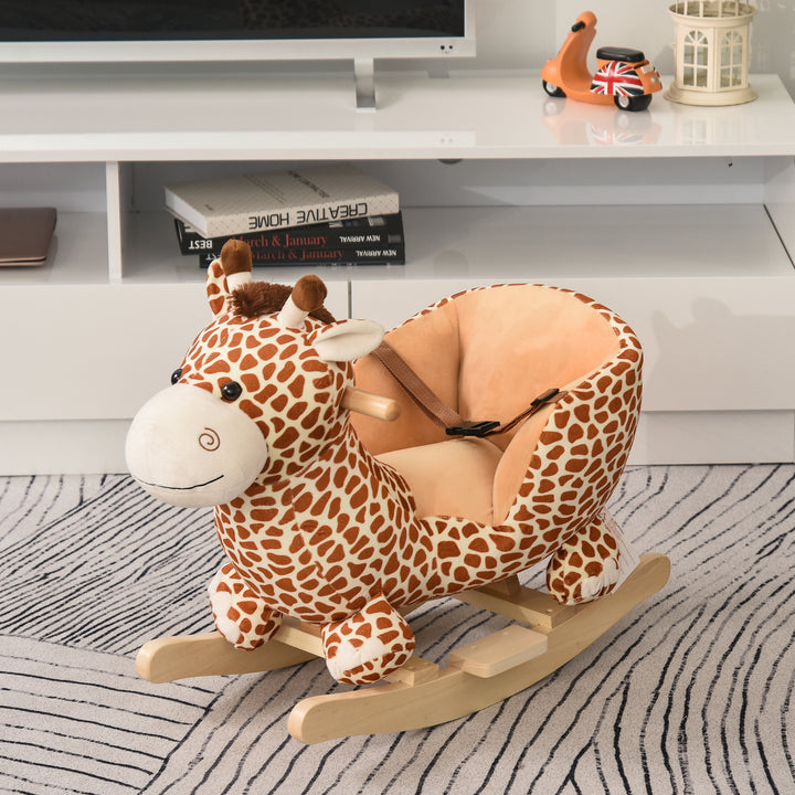 HOMCOM Ride on Unicorn Flush Rocking Horse Ride on Toys, Giraffe Shape, Fit for 3-6 Kids, Playing Nursery Rhymes | Aosom UK