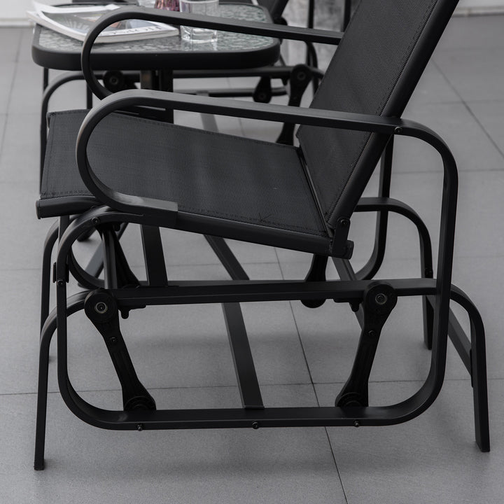 Outdoor Gliding Rocking Chair with Sturdy Metal Frame Garden Comfortable Swing Chair, Black