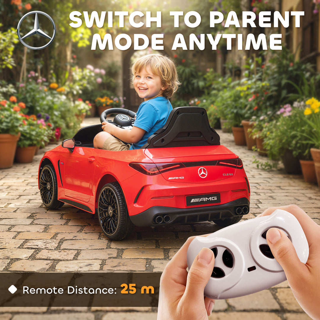 MCL Licensed Mercedes AMG Kids Electric Car, 12V Ride On Car with Dual Motors, Remote Control for 3-6 Years, Red