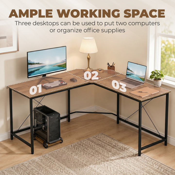 Corner L-Shape Computer Desk PC Workstation Writing Gaming Table Home 