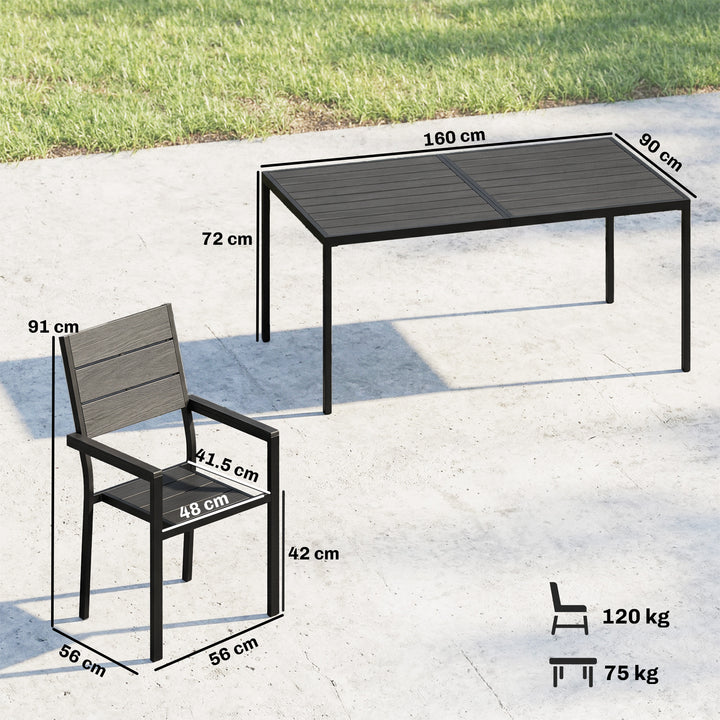 7 Pieces Outdoor Dining Set, Patio Table and Chairs for 6, Garden Dini