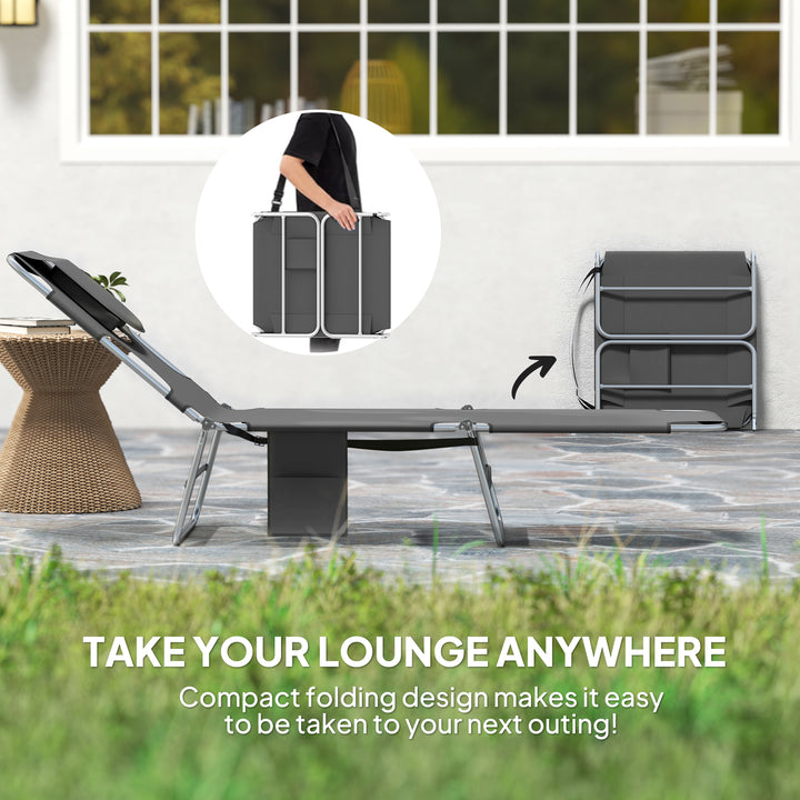 Reclining Face Hole Sun Lounger - Dark Grey