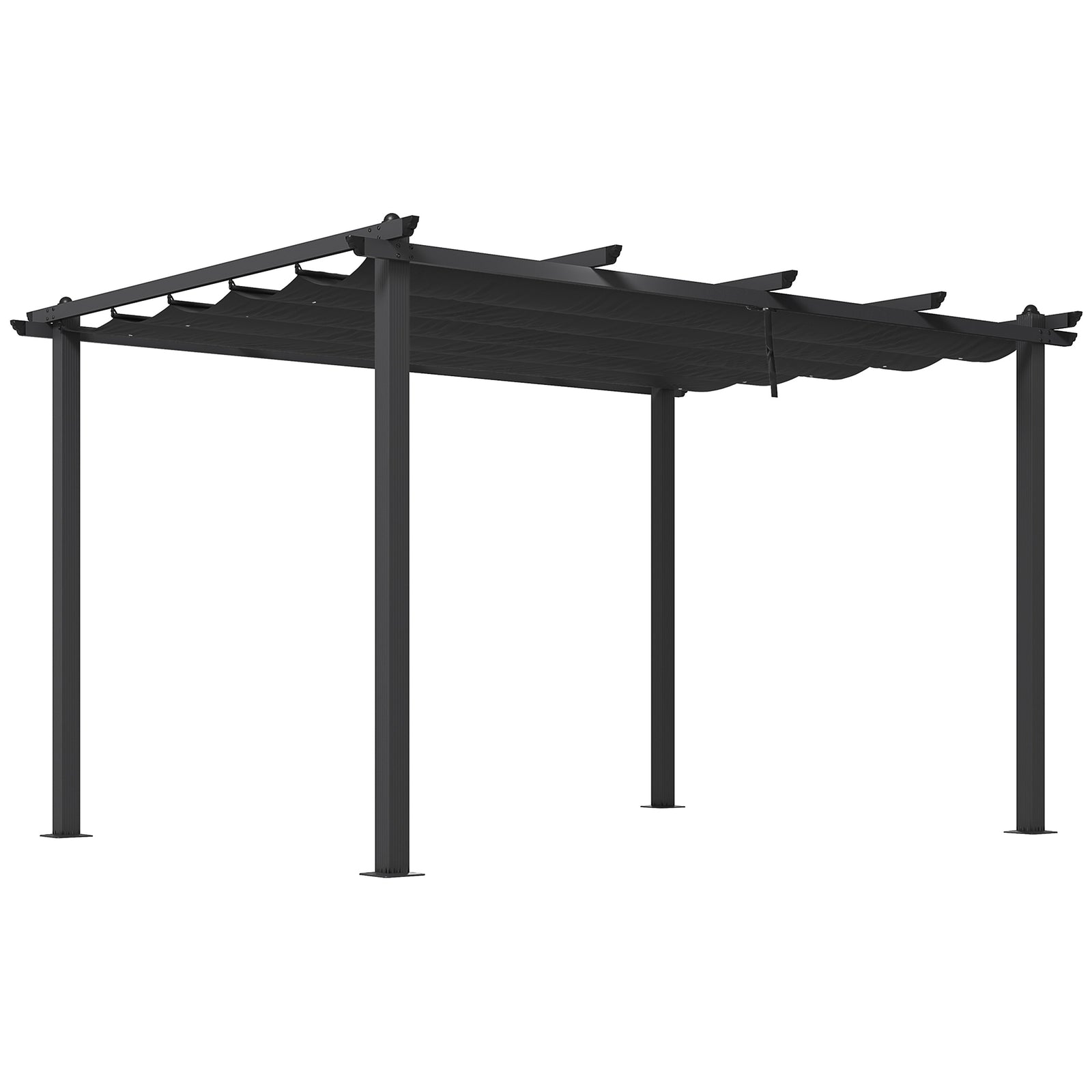 3 x 4m Aluminium Pergola, with Retractable Roof - Dark Grey