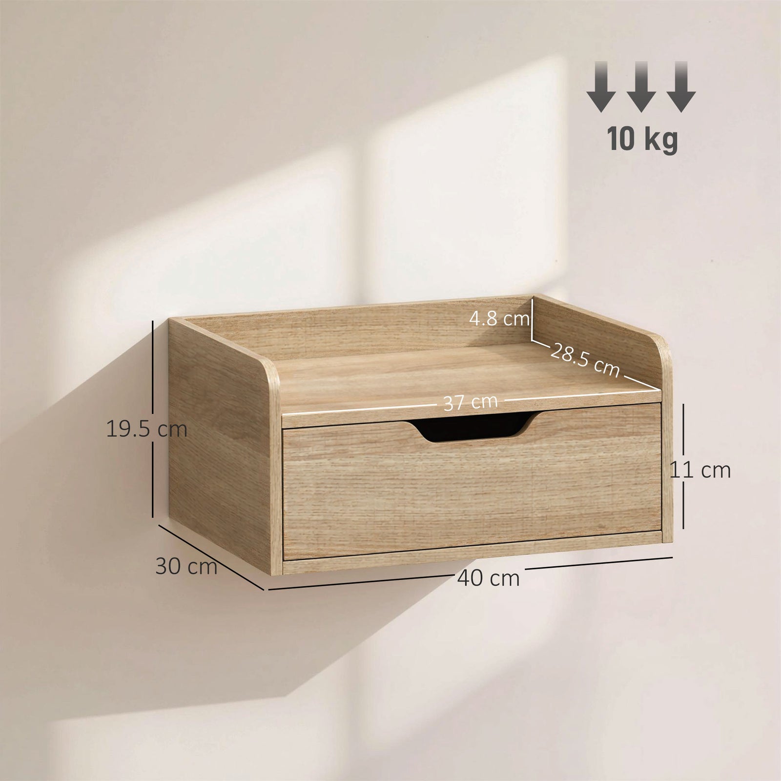Floating Nightstands Set of 2, Wall Mounted Bedside Table with Drawer 