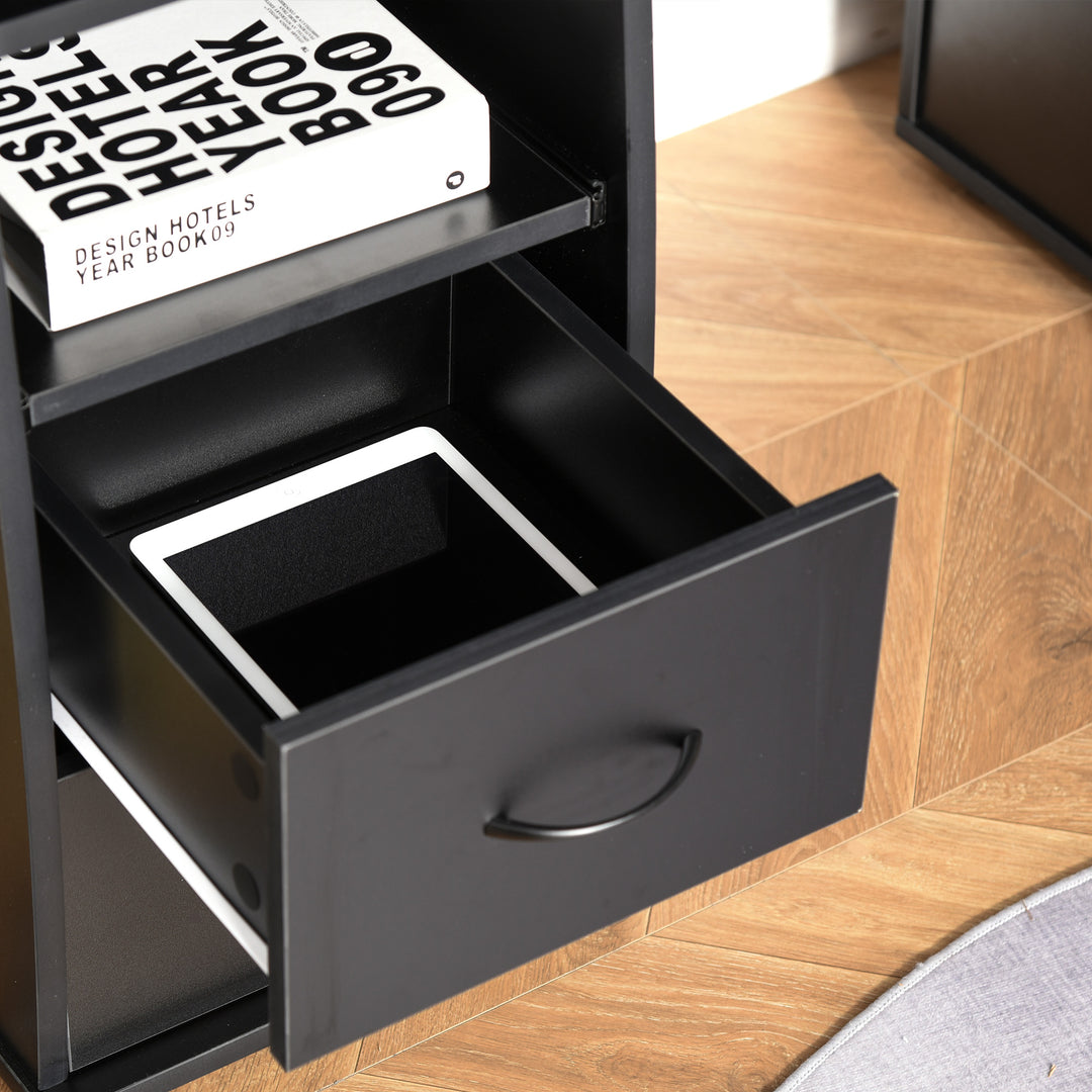 MCL Computer Desk Office PC Table Workstation with Keyboard Tray, CPU Shelf, Drawers, Sliding Scanner Shelf, Black