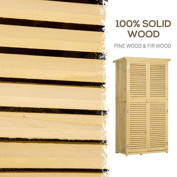 87 x 47 x 160cm Wooden Garden Shed, Sheds & Outdoor Storage with Asphalt Roof and 2 Lockable Doors, Natural