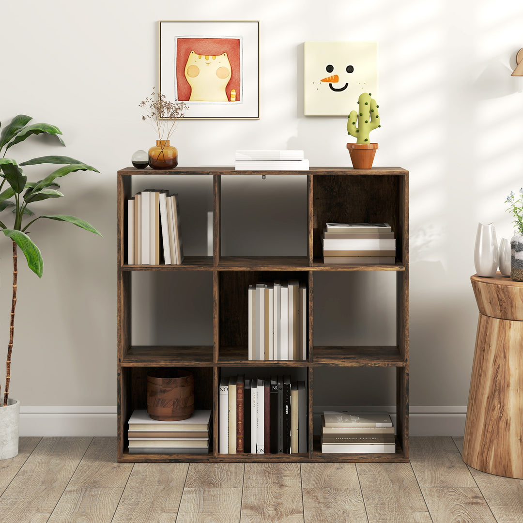 Nine-Cube Storage Shelf - Rustic Brown