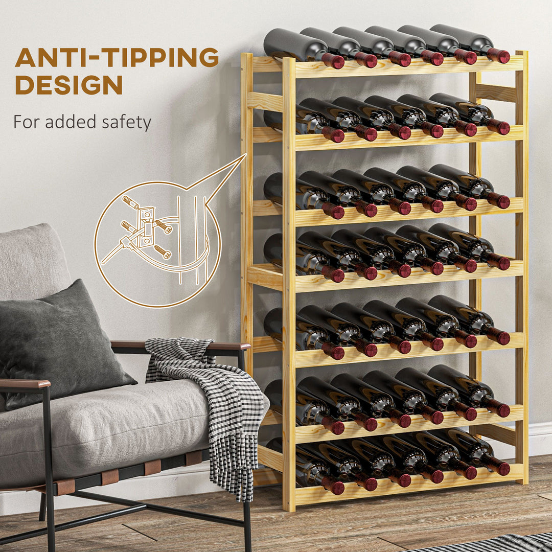 HOMCOM 42-Bottle Wooden Wine Rack - Natural Finish | Aosom UK