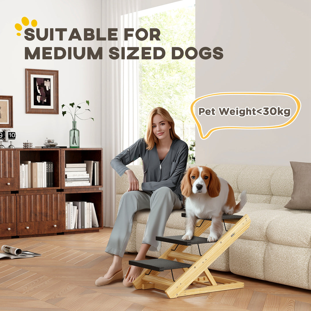 Adjustable Dog Steps Dog Ramp, 3-Step Non-slip Pet Stairs for Medium S