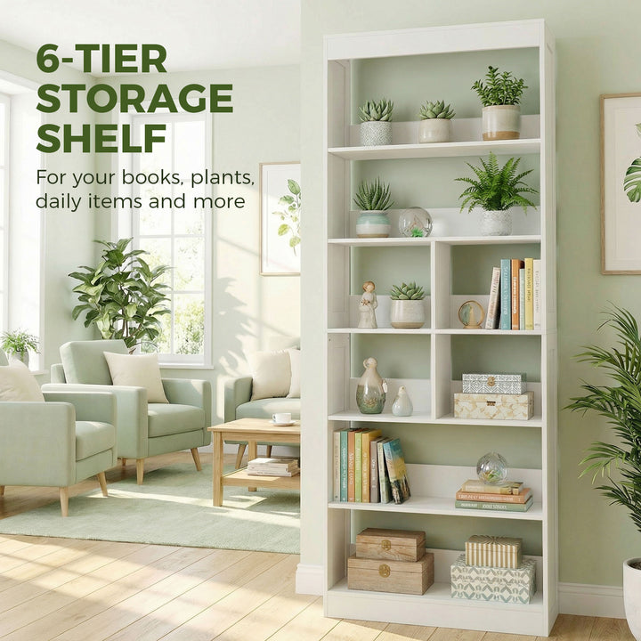 Bookcase, 6-Tier Bookshelf with Open Storage Shelves, Cubes, 180 cm Ta