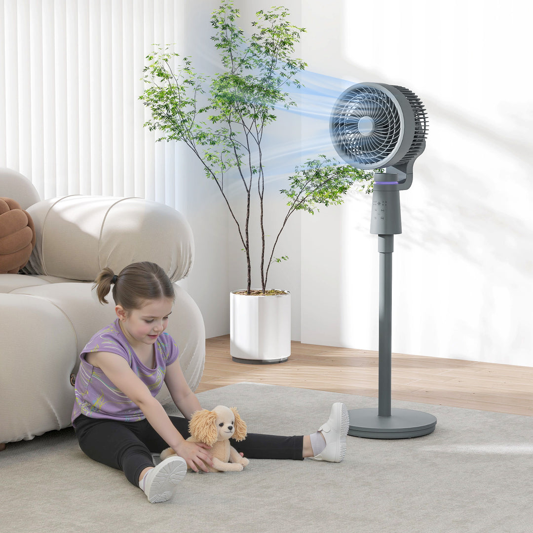Pedestal Air Circulation Fan with Oscillating, Light Off, Grey