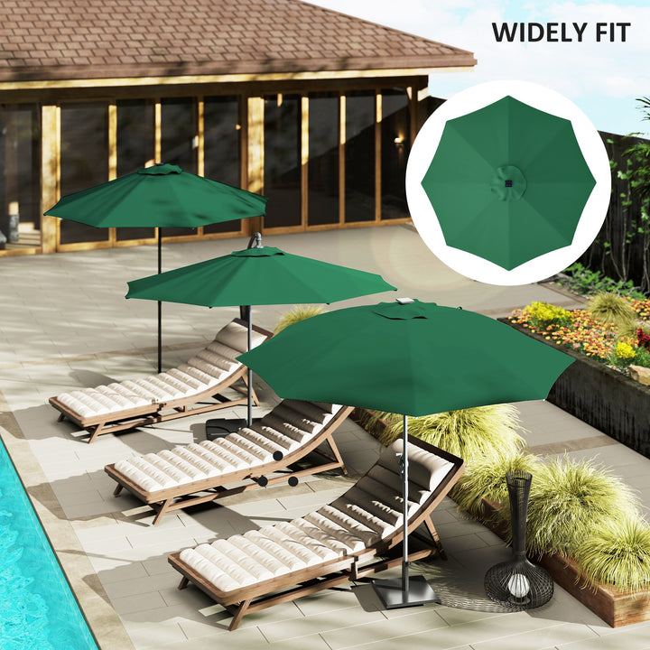 3 m Replacement Parasol Canopy with Top Vent, UPF 50+ Garden Parasol Replacement Canopy, 8 Rib Parasol Cover Replacement Fits Various Frames, Green