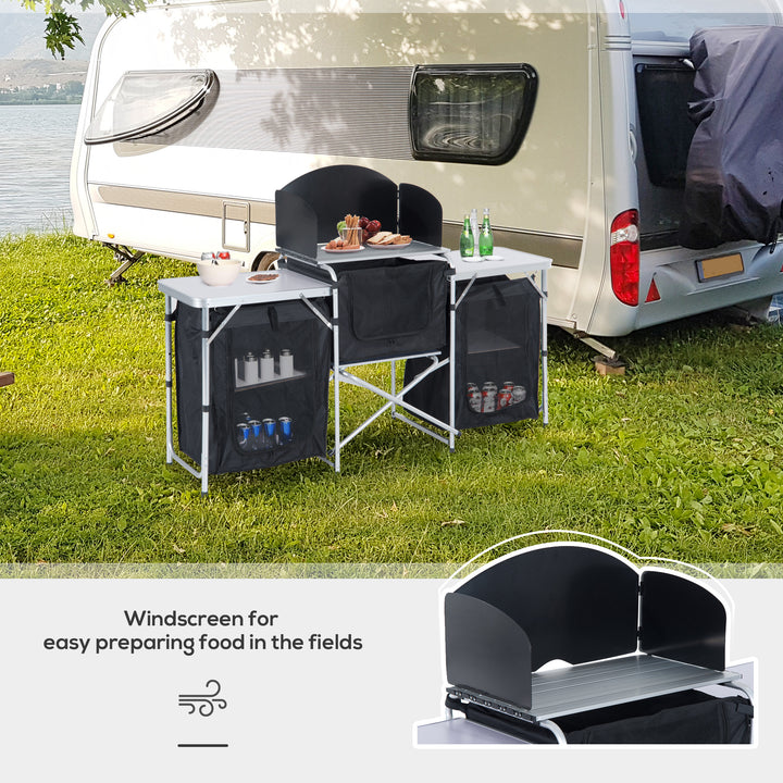 MCL Multi-Storage Portable Camping Kitchen, with Heat-Resistant Tabletops and Bag