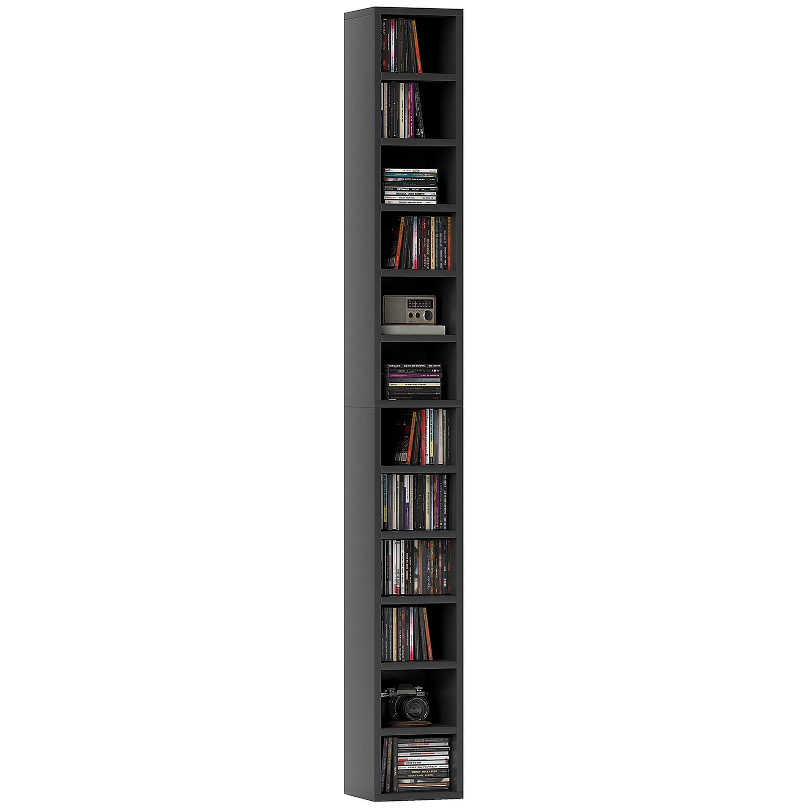 204 CD Tall Narrow Media Storage Tower - Black