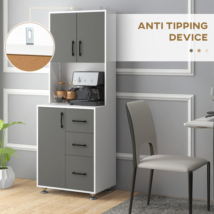 MCL Modern Kitchen Cupboard with Storage Cabinets, 3 Drawers and Open Countertop for Living Room, Grey