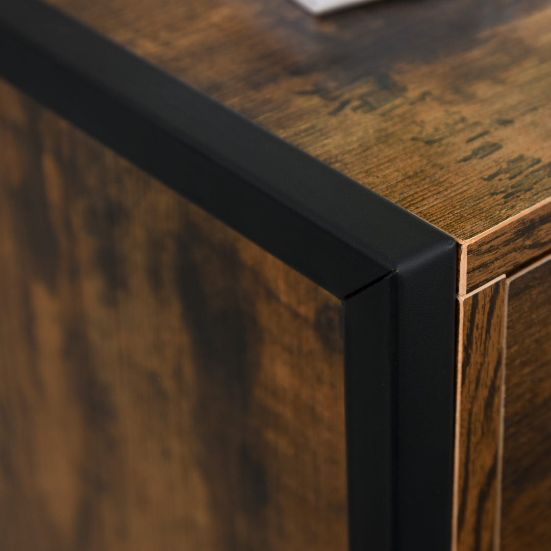 MCL Bedroom Chest of Drawers, Industrial 3-Drawer Dresser, Storage Drawers Unit with Metal Frame for Living Room, Rustic Brown