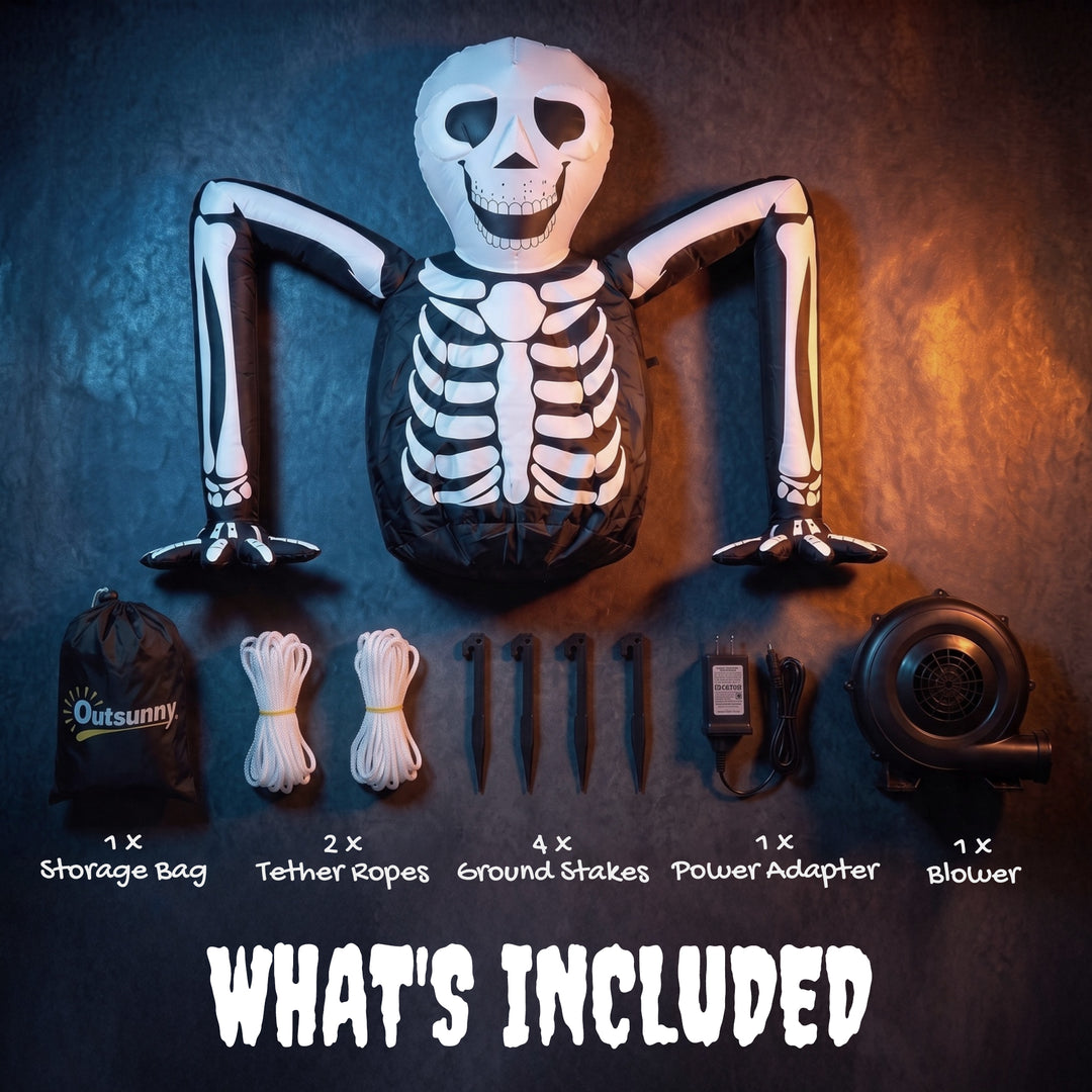 Inflatable Ground Crawling Skeleton, Scary Halloween Decoration with B