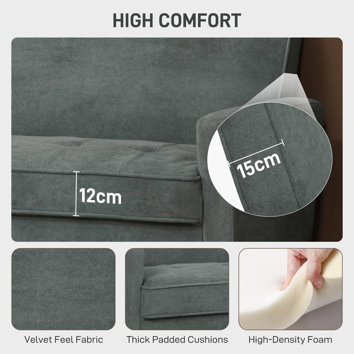 Two-Seater Velvet-Feel Sofa - Grey
