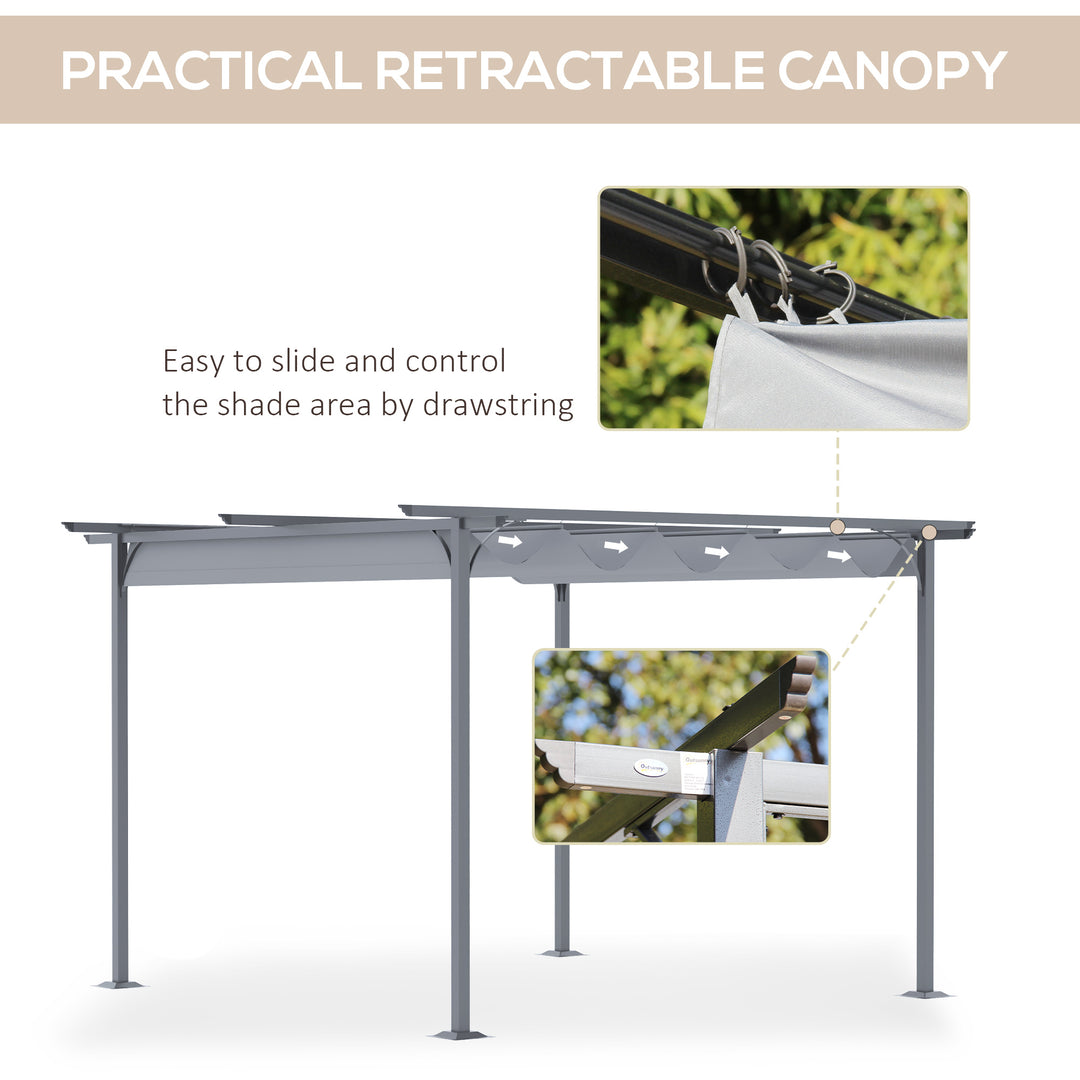 MCL 3.5 Sliding Pergola Canopy Metal Pergola Retractable Canopy for Garden Shade, Grey