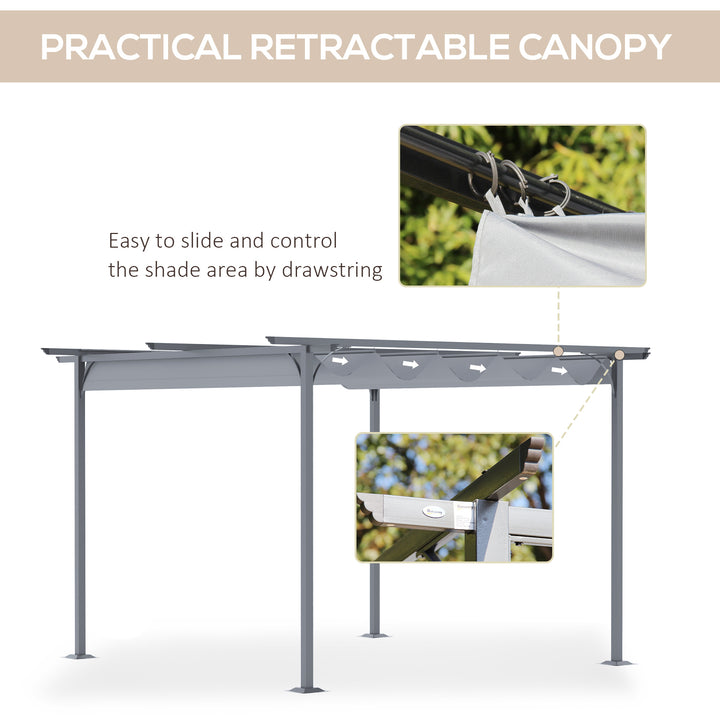 MCL 3.5 Sliding Pergola Canopy Metal Pergola Retractable Canopy for Garden Shade, Grey