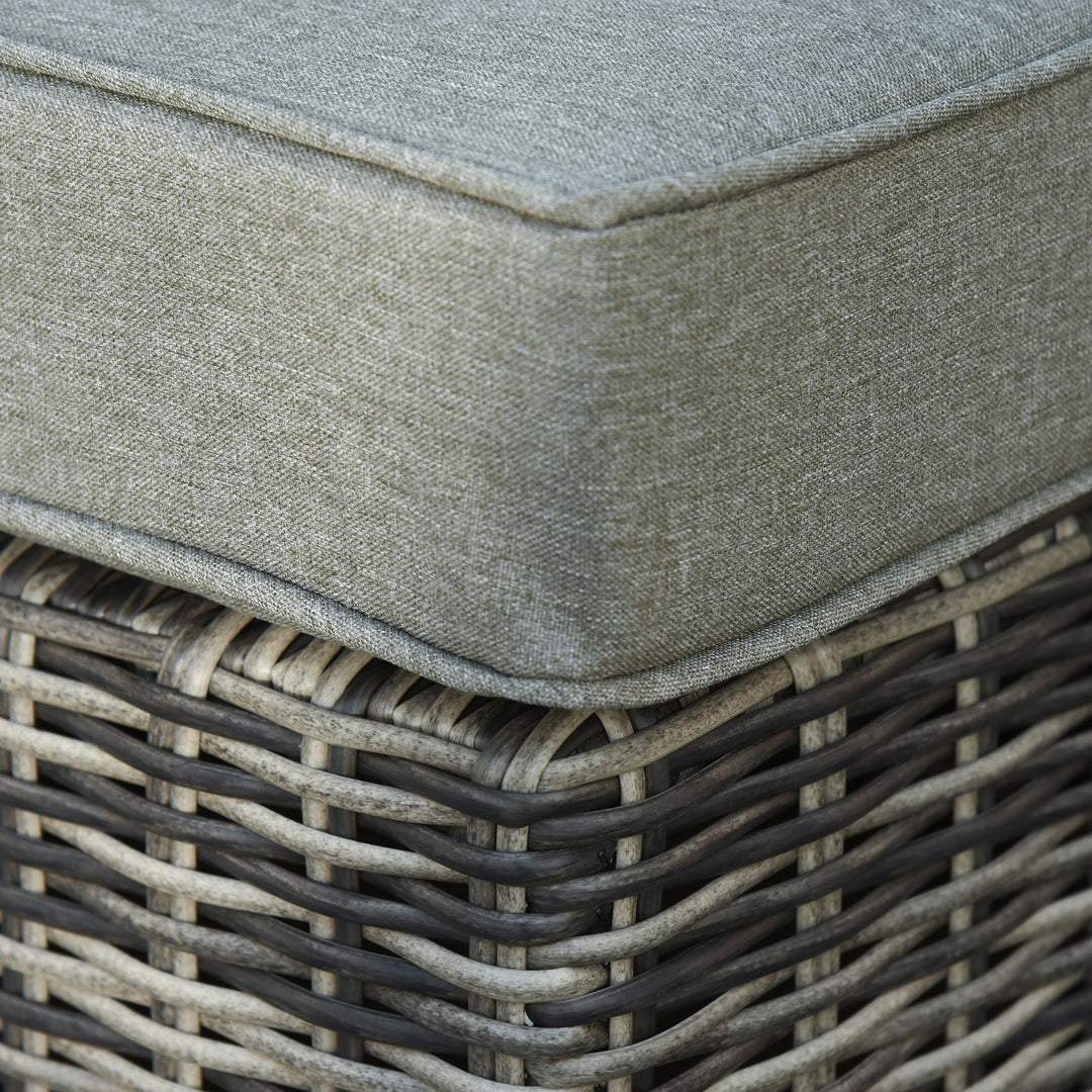 Five Piece Rattan Armchair, Stool and Table Set - Mixed Grey