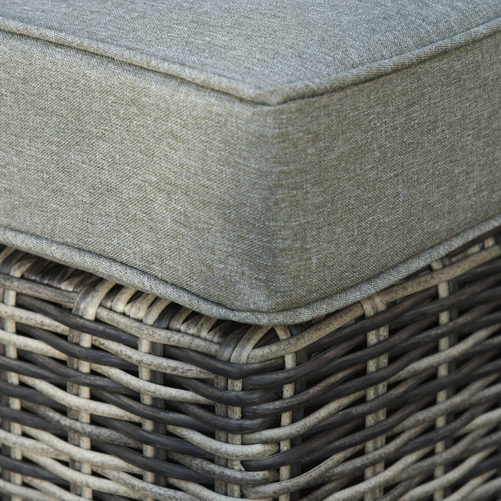 Five Piece Rattan Armchair, Stool and Table Set - Mixed Grey