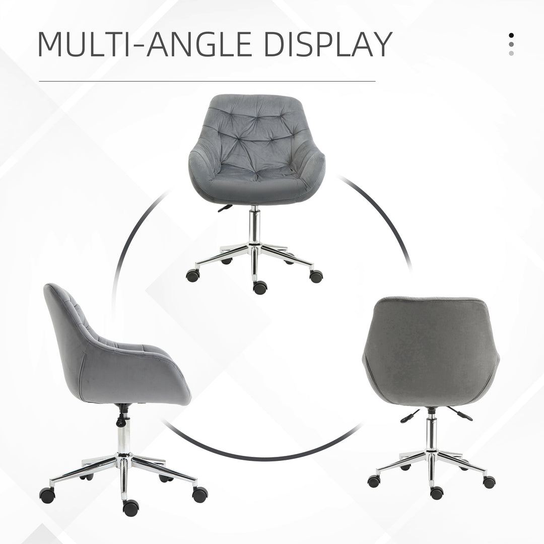 Home Office Chair Velvet Ergonomic Computer Chair Comfy Desk Chair with Adjustable Height, Arm and Back Support, Dark Grey