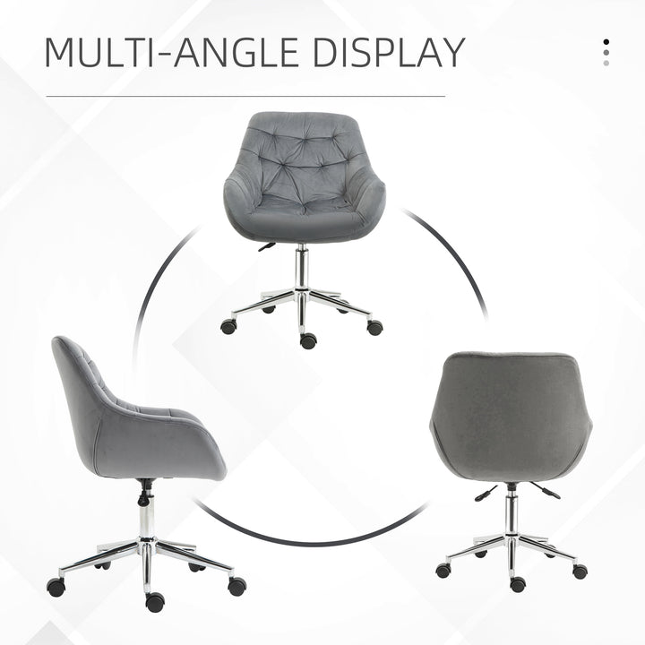 Home Office Chair Velvet Ergonomic Computer Chair Comfy Desk Chair with Adjustable Height, Arm and Back Support, Dark Grey