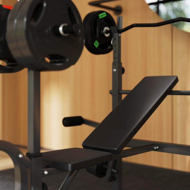 SPORTNOW Multi-Exercise Adjustable Weight Bench with Bench Press Rack