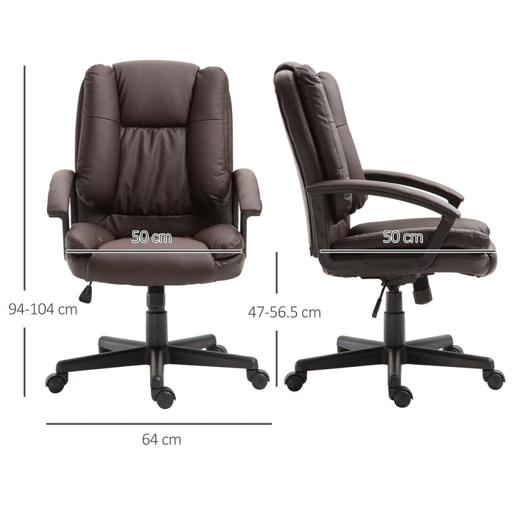 Office Chair, Computer Desk Chair, Mid Back Executive Chair with Adjustable Height and Swivel Rolling Wheels for Home Study, Brown