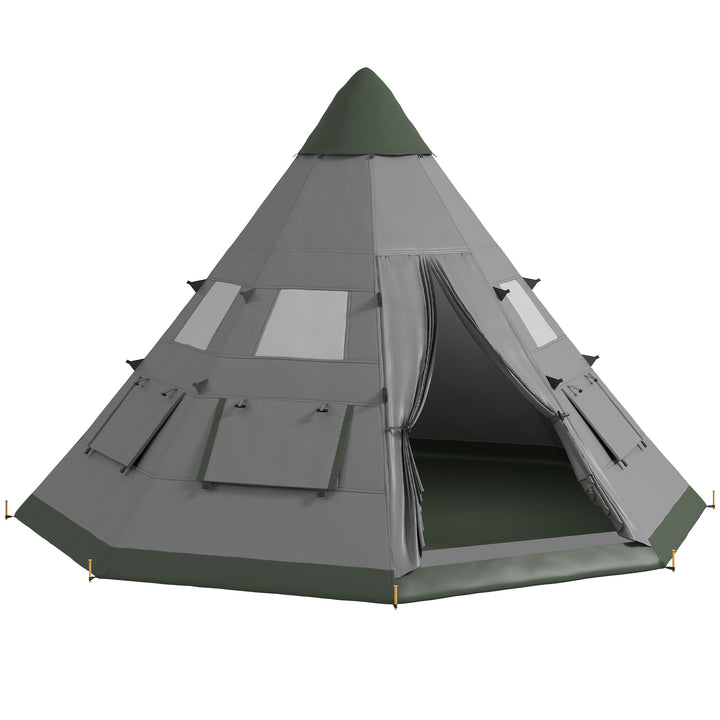 6 Men Tipi Tent with Carry Bag - Grey