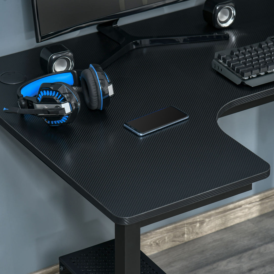 L-Shaped Gaming Desk, Computer Corner Desk, Home Office Workstation with Cable Management, 145 x 81 x 76cm, Black, Left