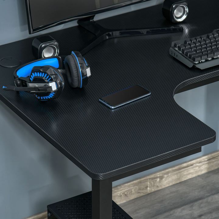 L-Shaped Gaming Desk, Computer Corner Desk, Home Office Workstation with Cable Management, 145 x 81 x 76cm, Black, Left