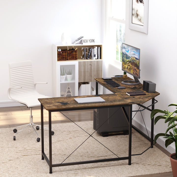 L-Shaped Desk, Gaming Desk, 150 x 150 x 75 cm, Corner Computer Desk for Study, Home Office, Bedroom, Rustic Brown