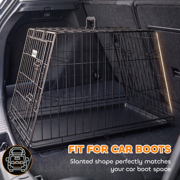 30"(76 cm) Car Dog Crate Collapsible Slanted Travel Small Dog Cage wit