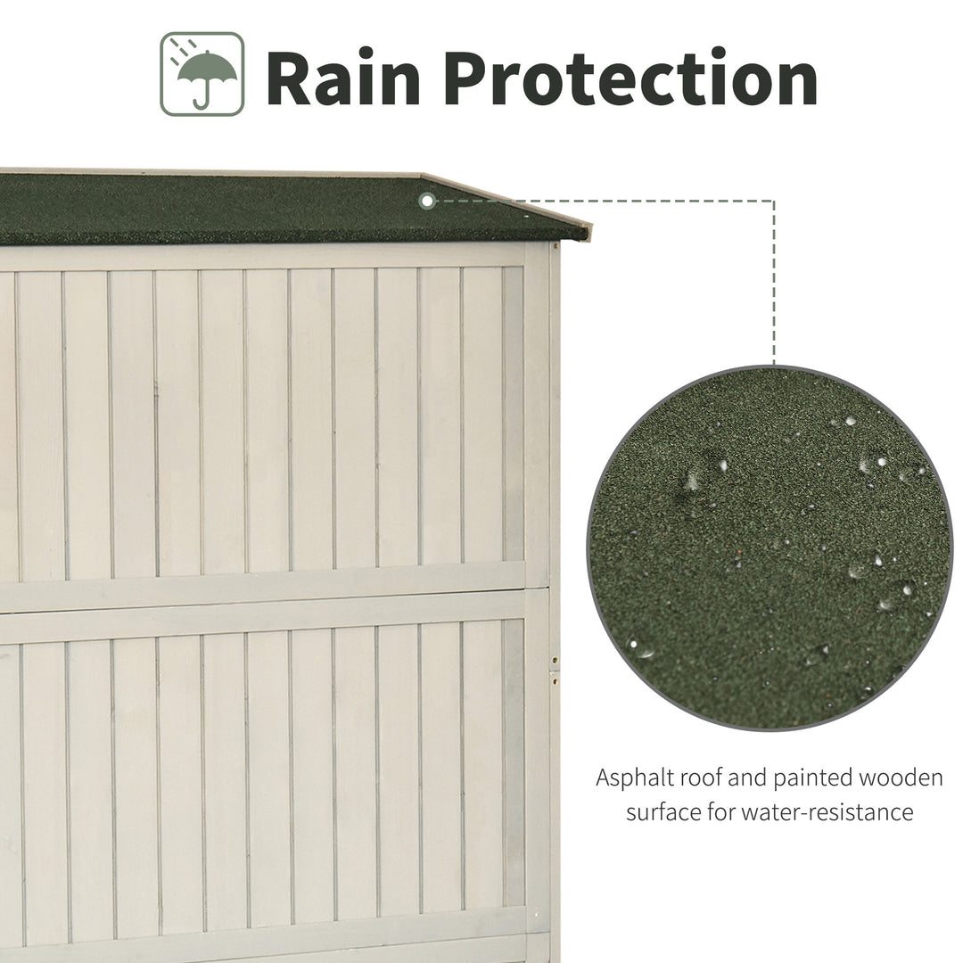 MCL Wooden Garden Shed with Two Windows, Tool Storage Cabinet, Outdoor Double Door Organizer 127.5L x 50W x 164H cm, Grey