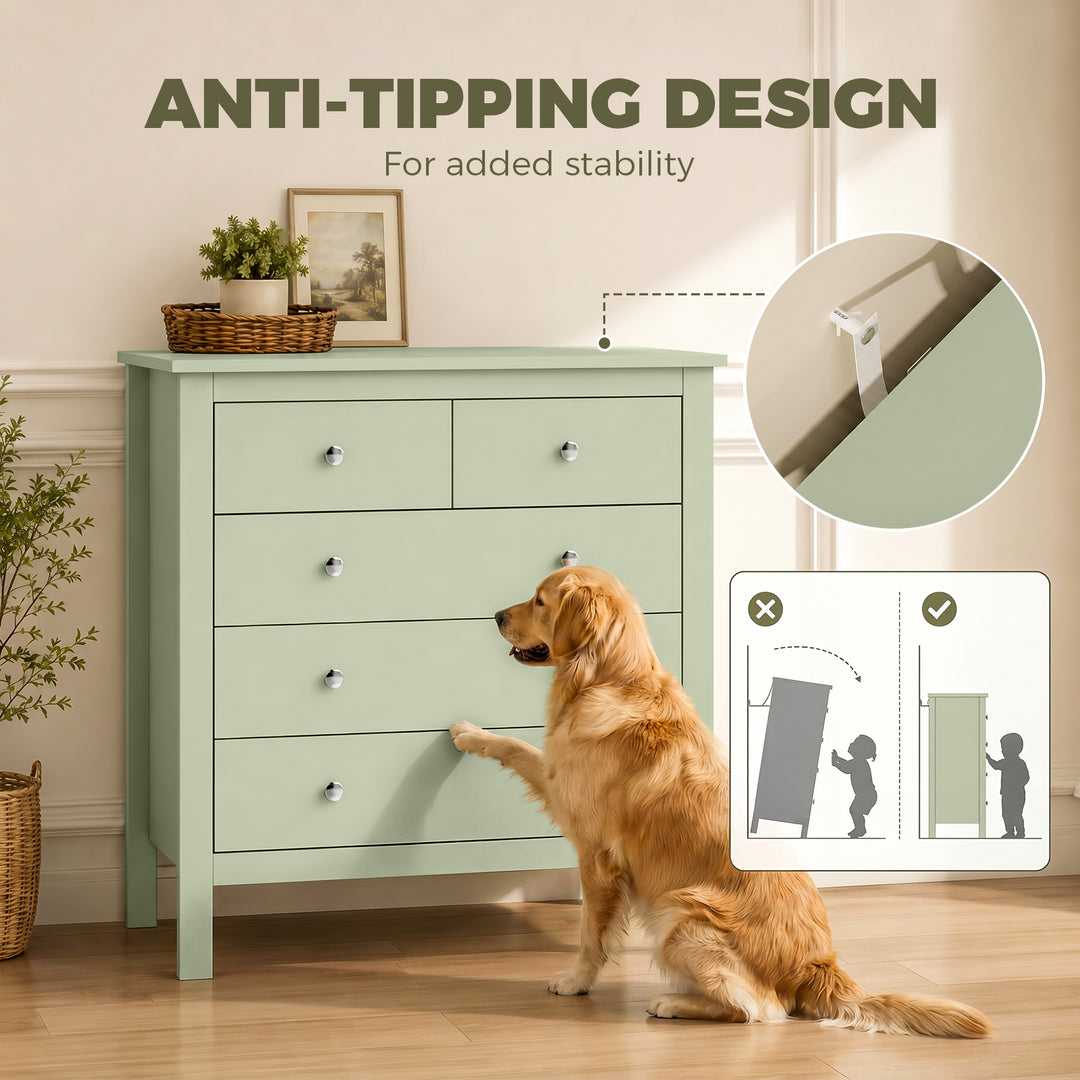5 Drawer Chest of Drawers, Modern Dresser for Bedroom, Bedside Storage