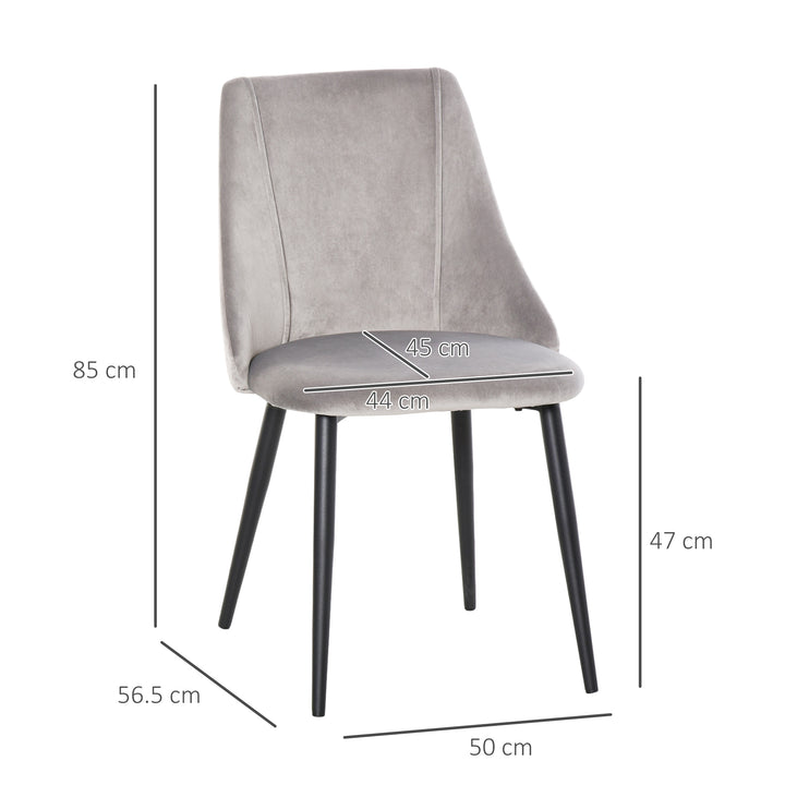 Dining Chairs Set of 2, Modern Upholstered Velvet-Touch Fabric Accent High Back Chairs with Metal Legs for Kitchen, Grey