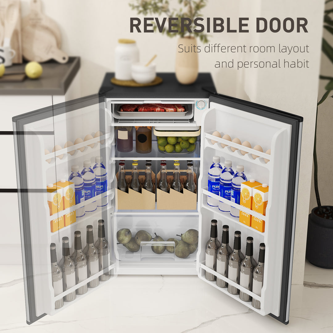 91 Litre Freestanding Under Counter Fridge Freezer, Small Fridge with Chiller Box, Adjustable Thermostat, 47.5cm Wide, Silver Tone