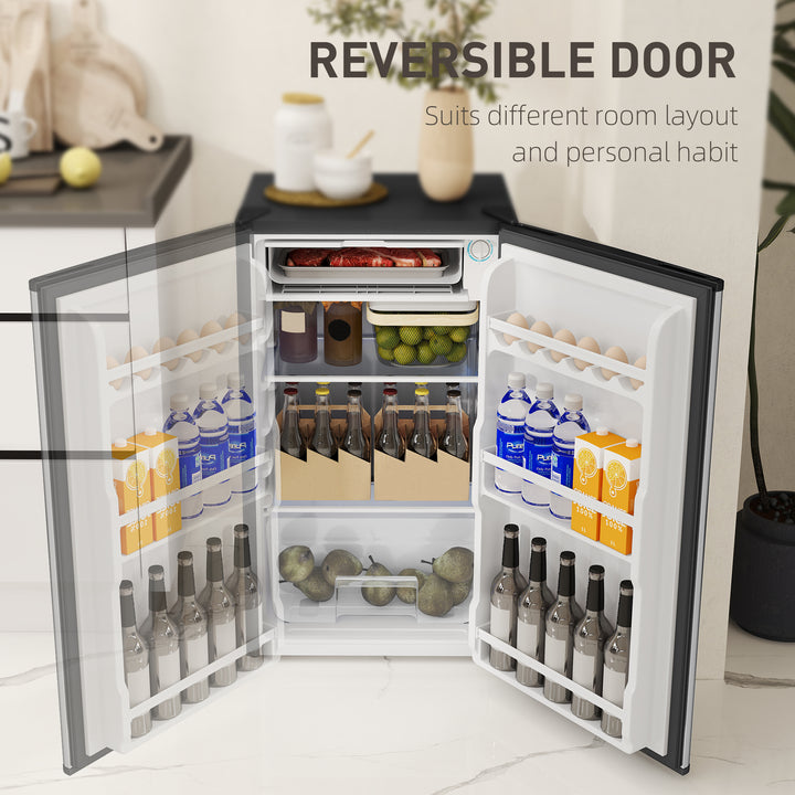 91 Litre Freestanding Under Counter Fridge Freezer, Small Fridge with Chiller Box, Adjustable Thermostat, 47.5cm Wide, Silver Tone