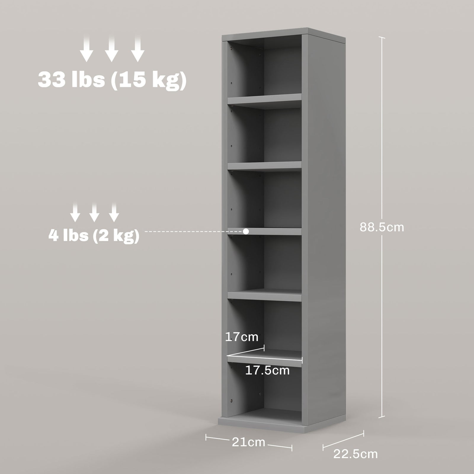 Set of 2 CD Media Display Shelf Unit Tower Rack with Adjustable Shelve