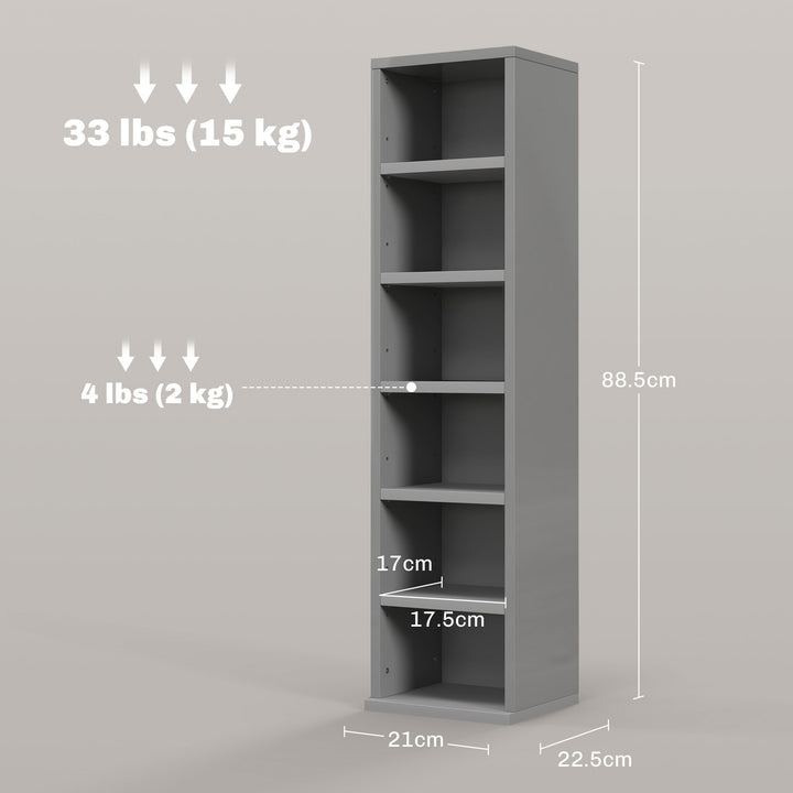 Set of 2 CD Media Display Shelf Unit Tower Rack with Adjustable Shelve