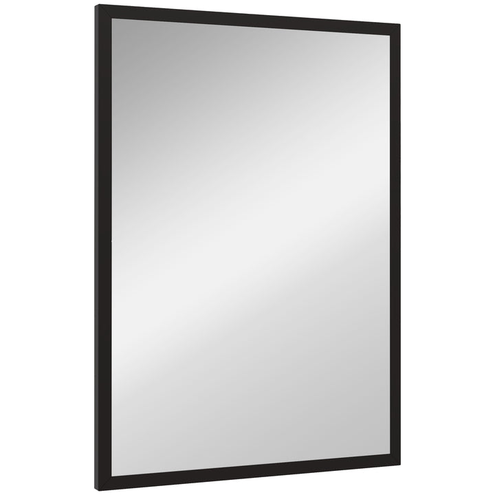 HOMCOM Wall Bathroom Mirror, 70 x 50 cm Wall-Mounted Mirror for Living Room, Bedroom, Hallway, Black | Aosom UK