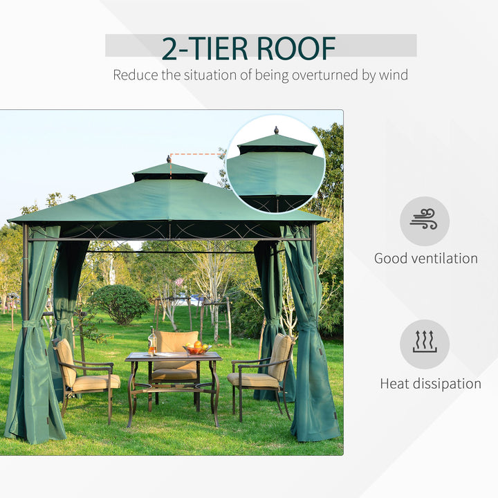MCL 3(m) x 3(m) Metal Garden Gazebo Marquee Party Tent Patio Canopy Pavilion + Sidewalls - Green