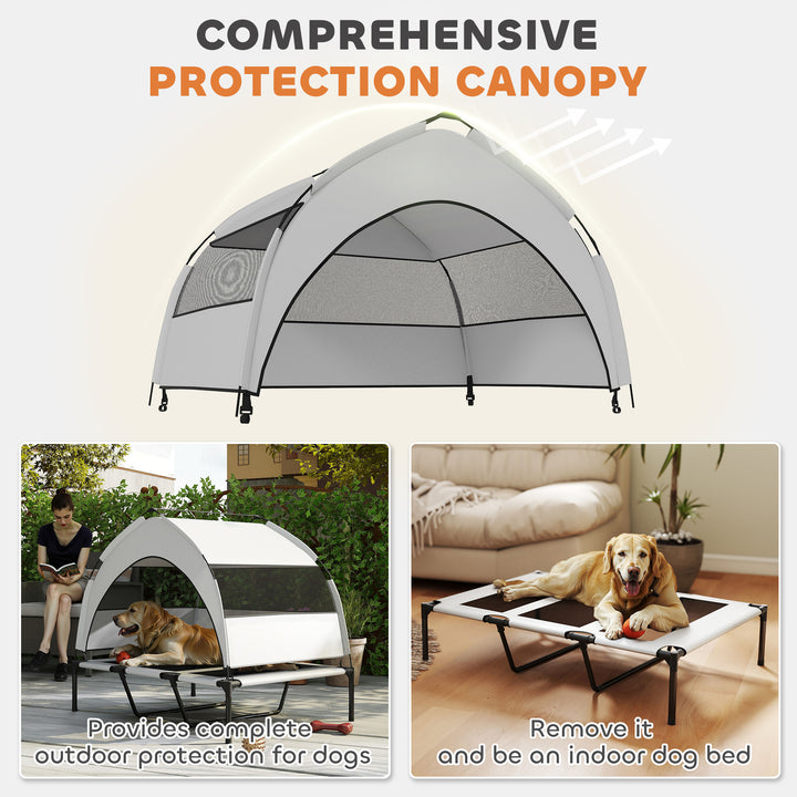 Portable Elevated Dog Bed with Removable Canopy, Cooling Raised Pet Cot for Large Dogs, 106 x 76 x 94 cm