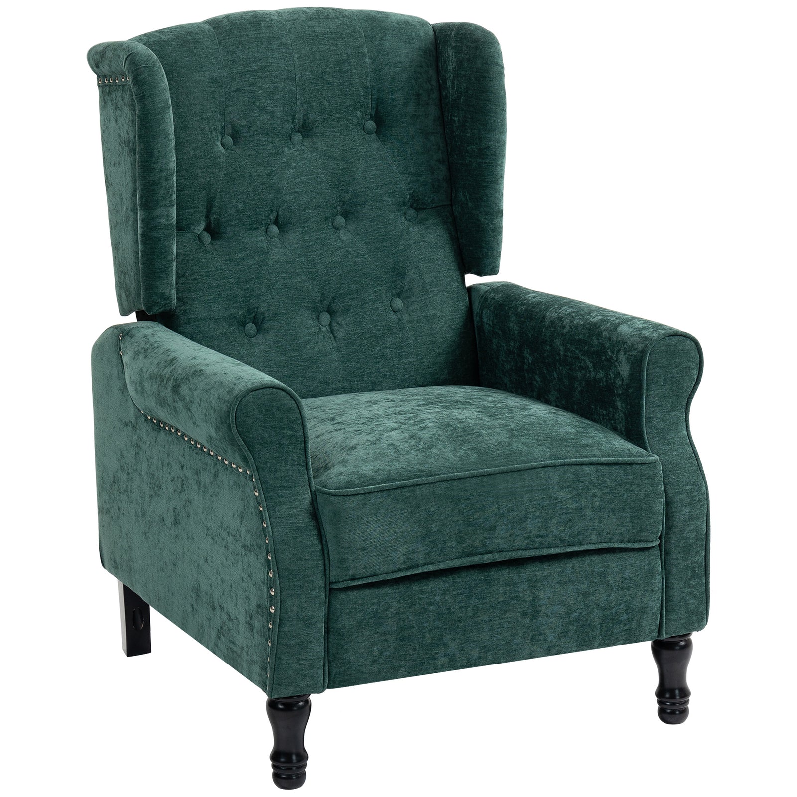 150° Reclining Vintage Armchair, with footrest - Dark Green