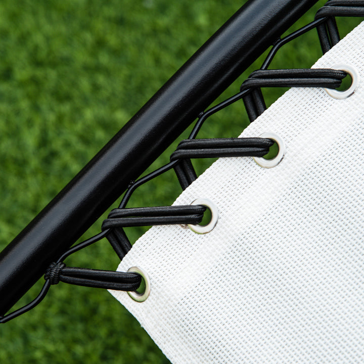 MCL Zero Gravity Garden Folding Patio Sun Lounger w/Cup Holder & Canopy Shade White