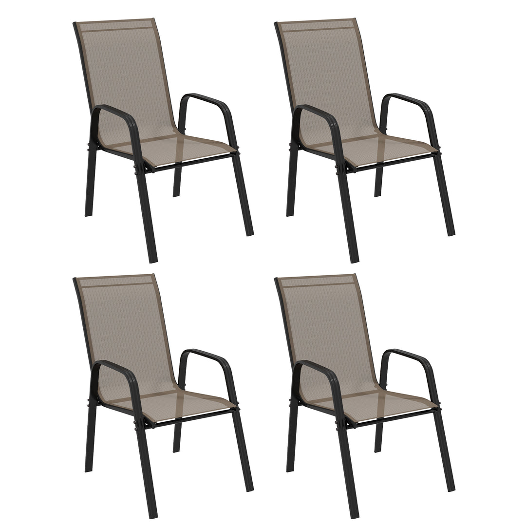 Set of Four Stackable Mesh Seat Chairs - Grey
