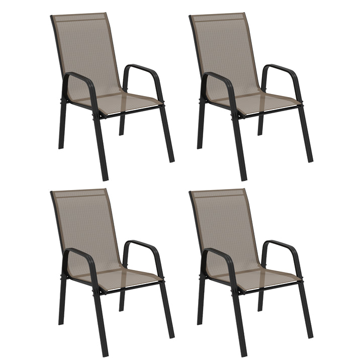 Set of Four Stackable Mesh Seat Chairs - Grey
